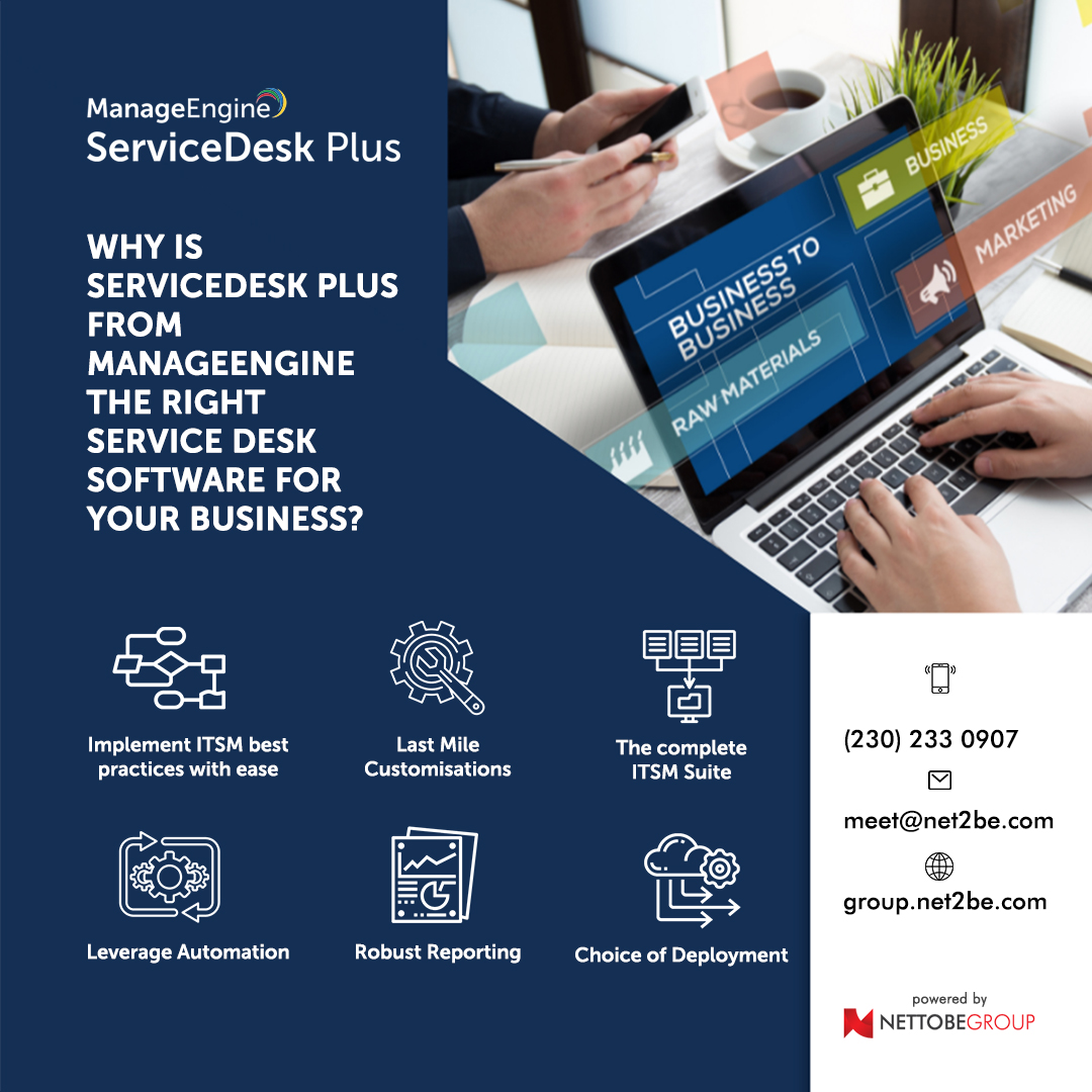ManageEngine ServiceDesk Plus is a game changer for IT teams who want to go from fire-fighting to providing excellent customer service.  Get in touch to learn more: nathalie.motet@net2be.solutions https://t.co/gIjKOp67lB