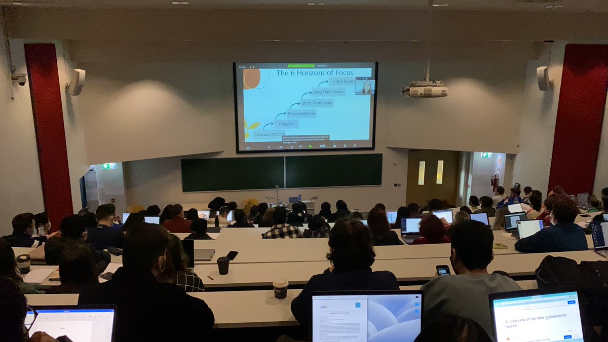 SHealthtruths's tweet photo. I went from being a Youtube fangirl to having one of my favourite YouTubers (@phdproductivity) join my favourite classroom @BusinessDCU !Hoping that the topics of habits, balance, productivity &amp; focus presented to students, within their particular learning context is helpful! https://t.co/94YyVAY2D8
