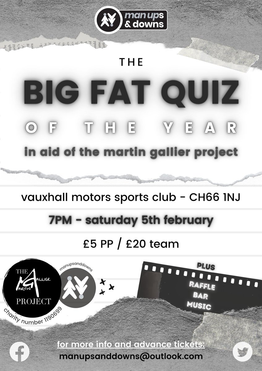 manupsanddowns's tweet photo. .@manupsanddowns presents, the big fat quiz of the year! in aid of @TMartinGallierP. please see poster for details. https://t.co/KUOAtzG4Vf