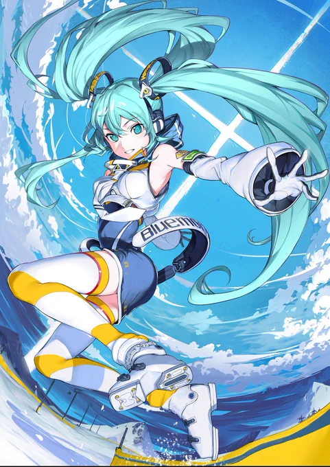 雪ミク×ブルーモリス社の「SNOWMIKU Sports Line」の新作スキー・スノボデザイン描かせていただきました!
チェケラ! 