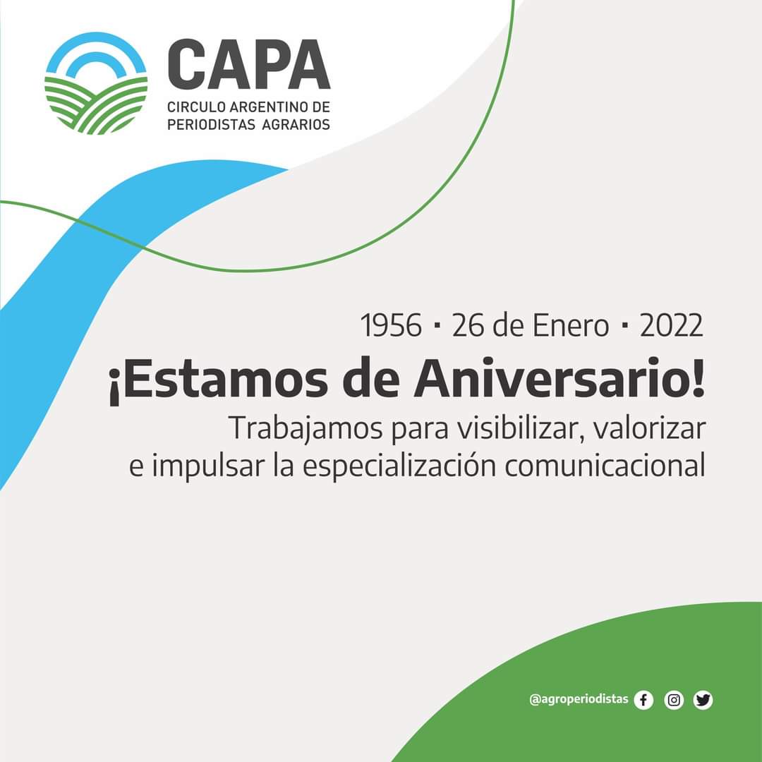 AgroPeriodistas's tweet photo. Estamos de aniversario 🎉. Hoy cumplimos 66 años 🎂 de historia, reuniendo a periodistas 🗞️📻🎤📺🤳 agropecuarios de todo el país. https://t.co/bCCFk9N6IE