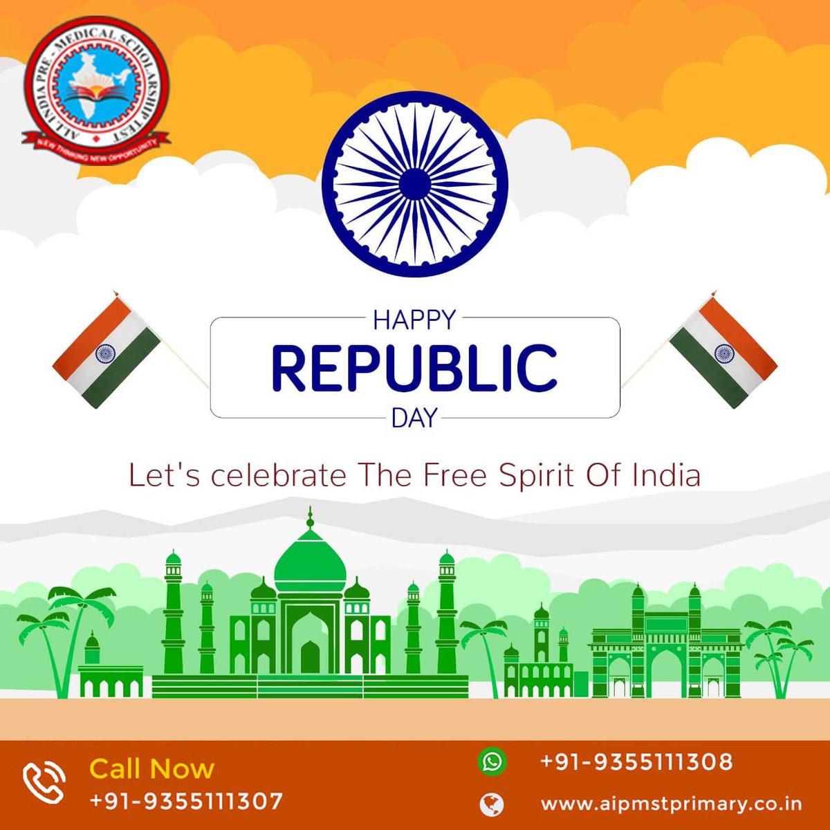 AipmstOfficial's tweet photo. HAPPY REPUBLIC DAY
Course Offered: #BPharma, #BSc_Bio_Tech, #BSc_Nursing, 
𝐂𝐨𝐧𝐭𝐚𝐜𝐭: 👇
📱 +91-9355111307/8
For more info: https://t.co/1UKMoxVQ3U
#medical #medicalscholarship #scholarshipformedical
#scholarship #medial_aspirants #bsc_bio_tech https://t.co/eNLAtp8m3T