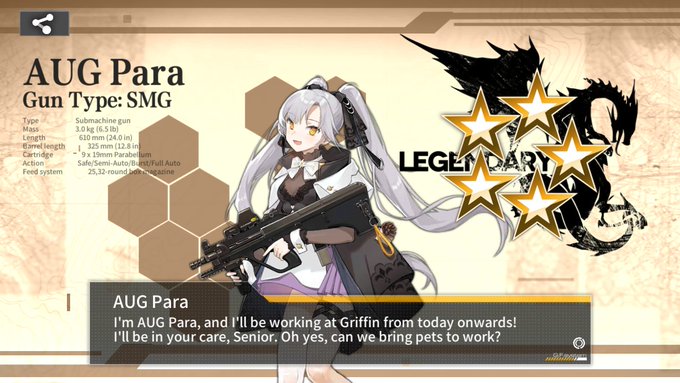 Well that didn't take long, first crate open. #GirlsFrontline Aug Para confirmed. https://t.co/fW9Tv<a href="/tag/girlsfrontline"class="tags"><span>#girlsfrontline</span></a>
