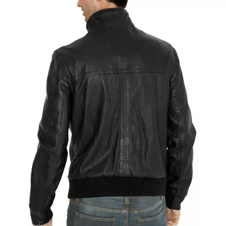 black fitted bomber jacket