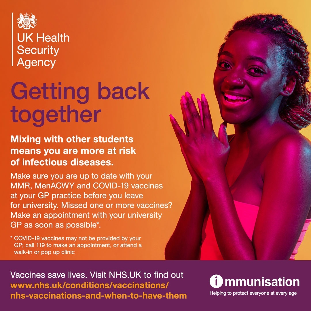 Make sure meningitis doesn’t ruin your uni experience. Getting the MenACWY vaccine protects you from four strains of potentially fatal meningitis and septicaemia. Students up to the age of 25 can get the vaccine for free https://t.co/2lPdVXxvr2 https://t.co/YcEtyKg87y