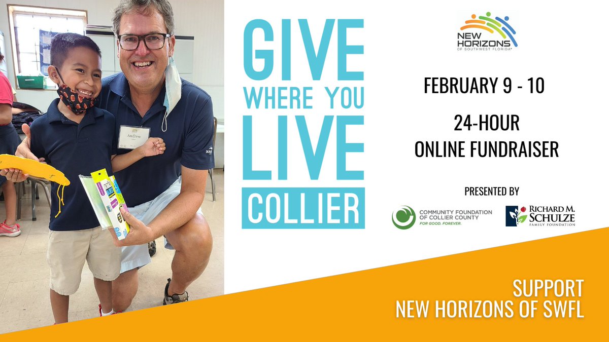 NewHorizonsSWFL's tweet image. We can't wait to participate in another year of #GWYLCollier! For 24 hours starting at noon on February 9, join us to celebrate and increase philanthropy in our community. Learn more: givewhereyoulivecollier.org/organizations/…