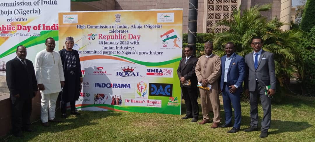 india_nigeria's tweet photo. Resounding 73rd Republic Day celebrations at HCI Abuja, highlighting India's Commercial &amp; Cultural connect with the region. The Exhibition by Indian Companies and Special Yoga Session won widespread accolades.
#AmritMahotsav 
#IndiaAt75 
#RepublicDay https://t.co/xE0f2siTET