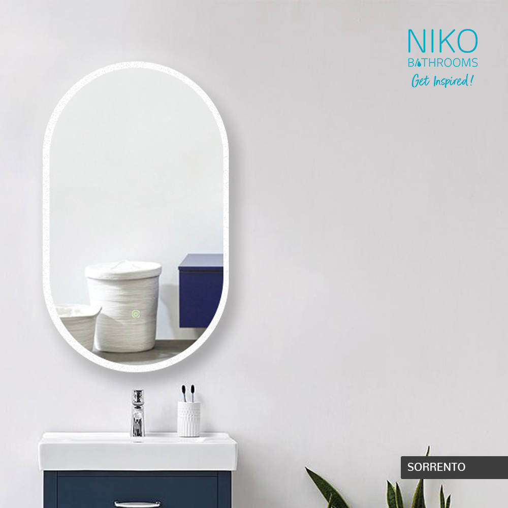 SORRENTO by Niko Bathrooms - SLIMLINE LED MIRROR
Functional Controls:
✅ Light from Cool - Warm &amp; Brightness
✅ Heated Demister Pad
✅ Bluetooth
✅ Ambient Lighting
✅ IP44 Rated
✅ 2 Year Warranty

SKU: LAM009P 
Dimensions: W 500mm x H 700mm

#nikobathrooms #bathroomdesign #diy