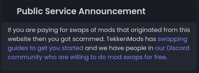 tekkenmods's tweet image. An important PSA