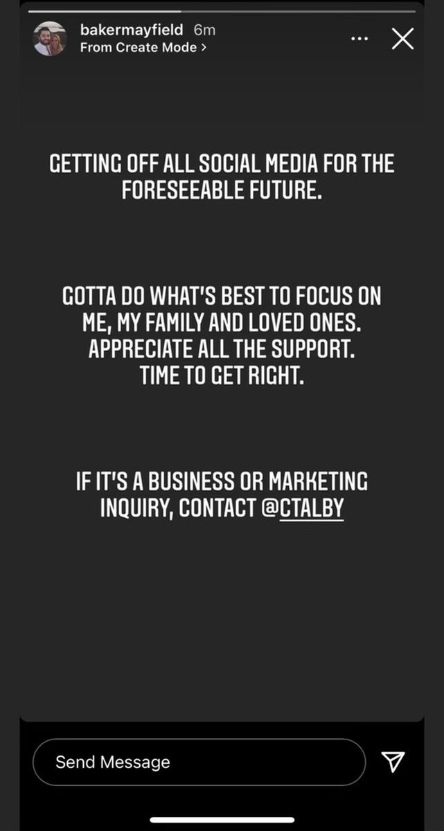 923TheFan's tweet image. Baker Mayfield posted this on his Instagram last night.