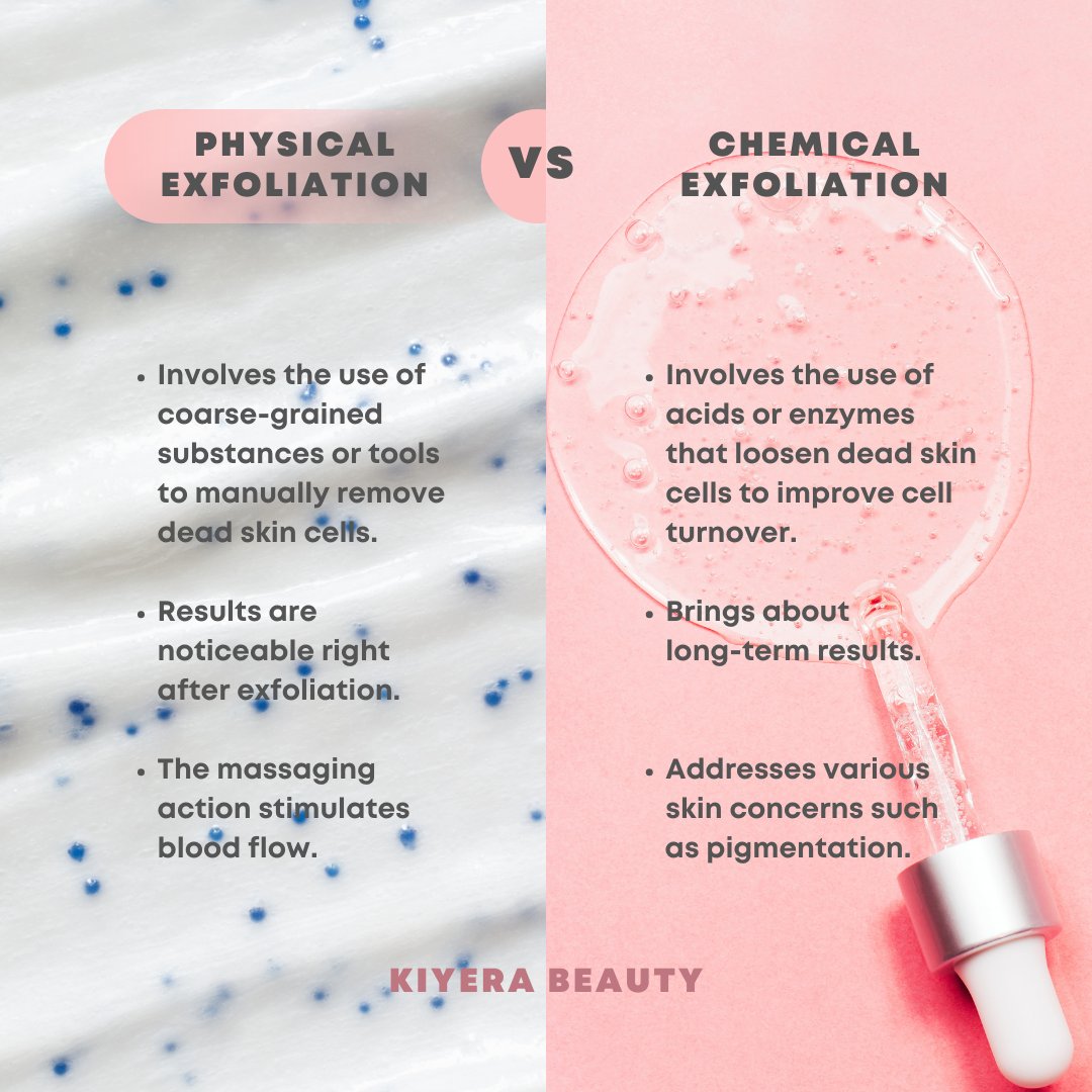 kiyerabeauty's tweet photo. We're highlighting the key differences between the two popular exfoliation methods.

Which exfoliation method do you prefer for your face and body?

.
.
.
#physicalexfoliation #chemicalexfoliation #exfoliationtips #tipsforhealthyskin #skincareforbeginners https://t.co/lRYz1mMZsN