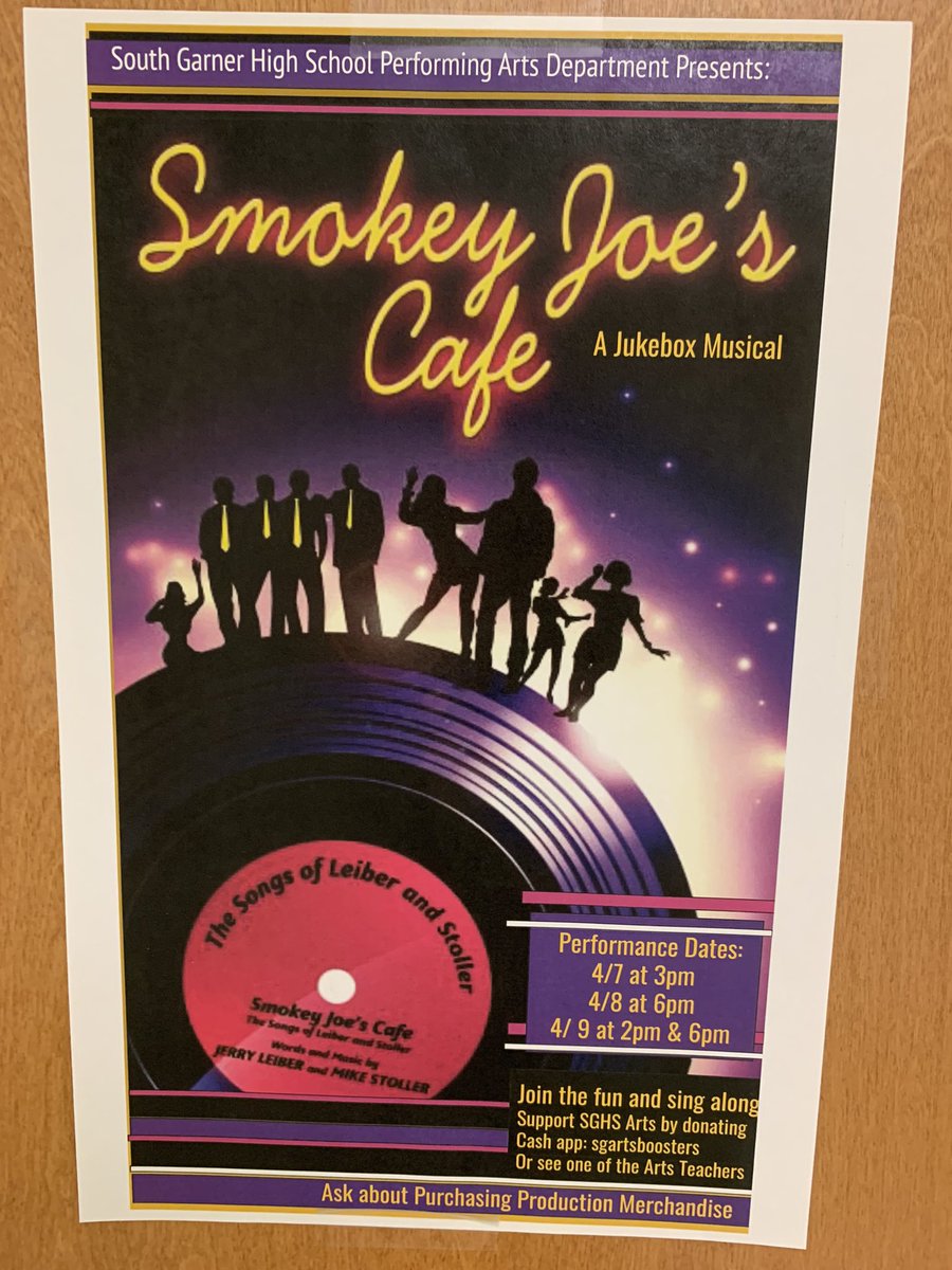 SGHSChoralDept's tweet photo. Auditions for our Spring Musical “Smokey Joe’s Cafe” are today!! Can’t wait to see and hear our talented students! @SouthGarnerHS @SghsbandO @SGHSDance @SGHSTheater https://t.co/inIbO5EwqK