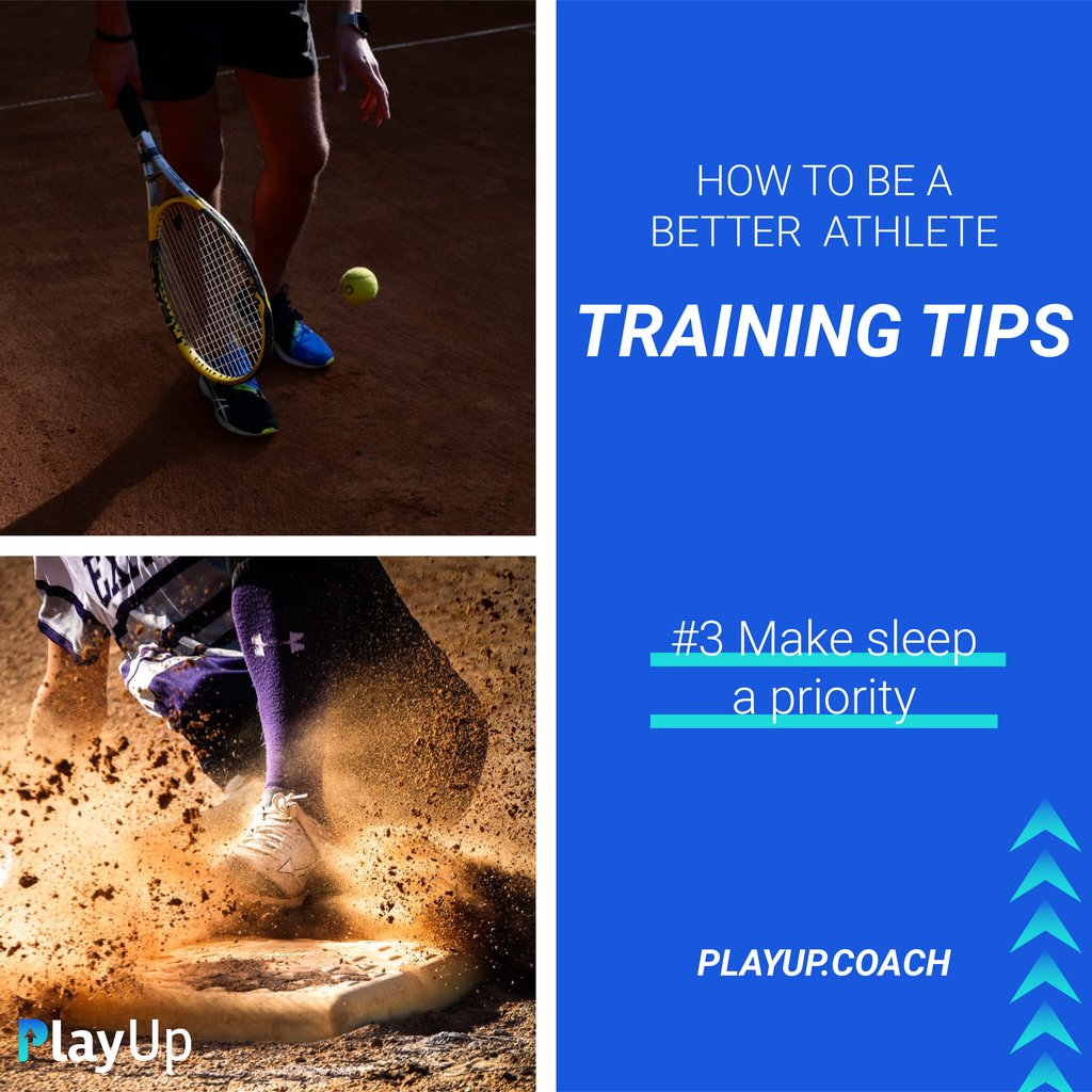 playup_coach's tweet photo. How to be a Better ATHLETE 📝🚀⠀⁠
#3 Make Sleep a priority 🎯⠀⁠
⁠
Without Sleep your gains will be slower, your body needs time to rest to build on the blocks you have built up in the gym and training. 8-10hours of sleep a day to be a top athlete ⁠
⁠
#playup #playupcoach https://t.co/OVSqi9pl07
