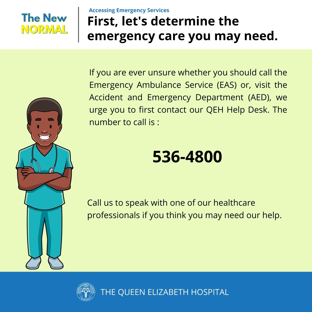qehconnect's tweet photo. #QEHTheNewNormal : When should you visit Accident and Emergency? Our handy guidelines are here to help you determine if emergency medical care may be needed and how to proceed.
#Barbados #accident #emergency #ambulance https://t.co/29Hfk1NfGE