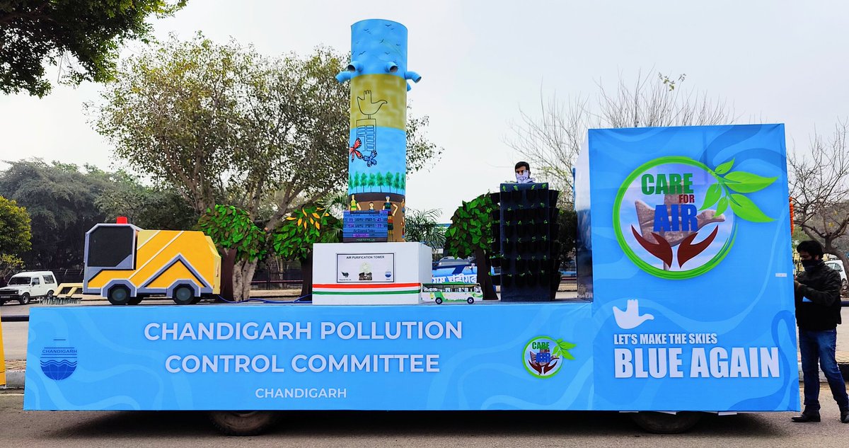 CpccChd's tweet photo. On the #RepublicDay of India, the Chandigarh Pollution Control Committee (#CPCC) exhibited Tablue on theme #Care4Air at #Chandigarh 

@ddifs99 @CpccChd https://t.co/rQcvwYxHQG