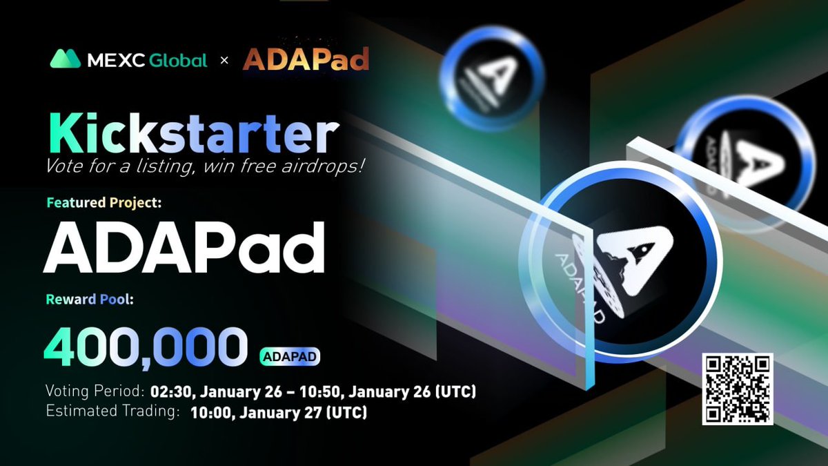 📣#MEXC Kickstarter - Vote to Win Free 400,000 ADAPad (ADAPAD) Airdrops!

Sign up: m.mexc.com/auth/signup?in…

🎁The #airdrop rewards will be distributed proportionally within an hour according to users’ total votes once the event concludes.

More: support.mexc.com/hc/en-001/arti…

#Crypto