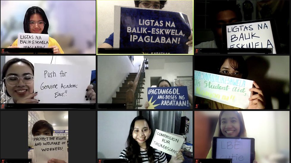 R4EEspana's tweet photo. YELLOW DAY PROTEST!
Thomasians push for the 5-Point Thomasian Demands as a means of achieving the safe resumption of physical classes! Fight for the right to safe, acceessible, and quality education!
#LigtasNaBalikEskwela
#CompassionForThomasians
#FirstDayFight https://t.co/DlNhttgl1f
