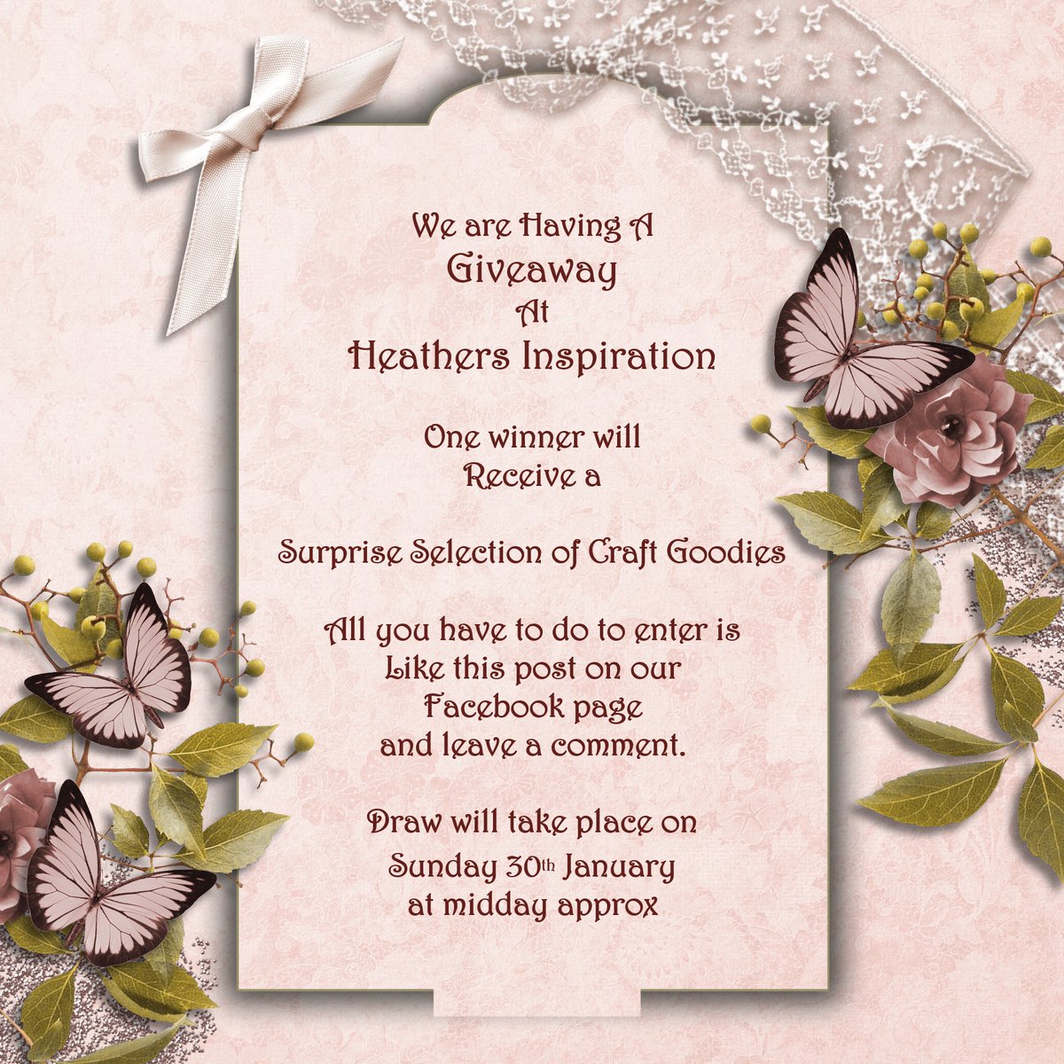 Hea_Inspiration's tweet photo. Our free to enter monthly giveaway draw is now open to enter on Facebook. The link will take you directly there if you wish to enter...
https://t.co/WoG8RsCWSh
#Giveaway #HeathersInspiration #KindnessMatters https://t.co/rxQdJi2niO
