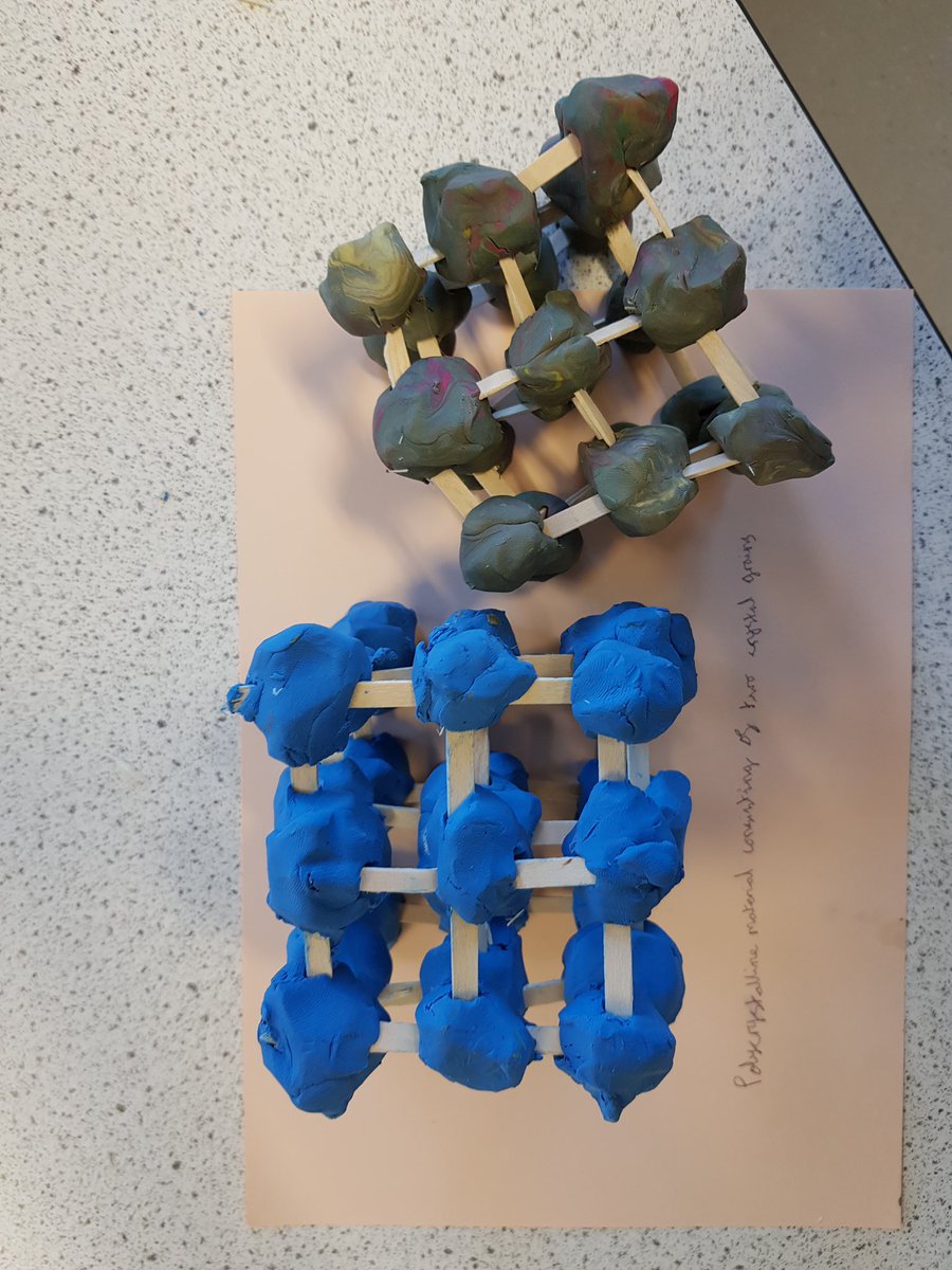WolfretonSci's tweet image. Physics models showing amorphous and polycrystalline structures from Mrs B’s Y12s #scientificmodels #materialscience