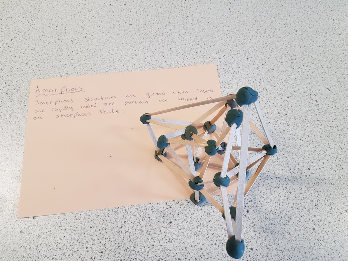 WolfretonSci's tweet image. Physics models showing amorphous and polycrystalline structures from Mrs B’s Y12s #scientificmodels #materialscience
