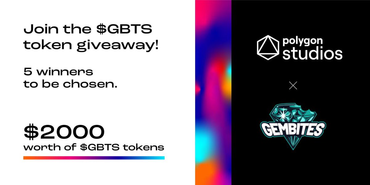 Giveaway Contest Time! Our friends @GemBitesCom have put up $2000 💰worth of $GBTS tokens to win! All you gotta do is: 1- Follow Polygon Studios ✅ 2- Like & ReTweet this tweet ✅ 3- Tag 2 friends below! ✅ 🏅Winners (x5) will be announced on February 1! #polygon #crypto