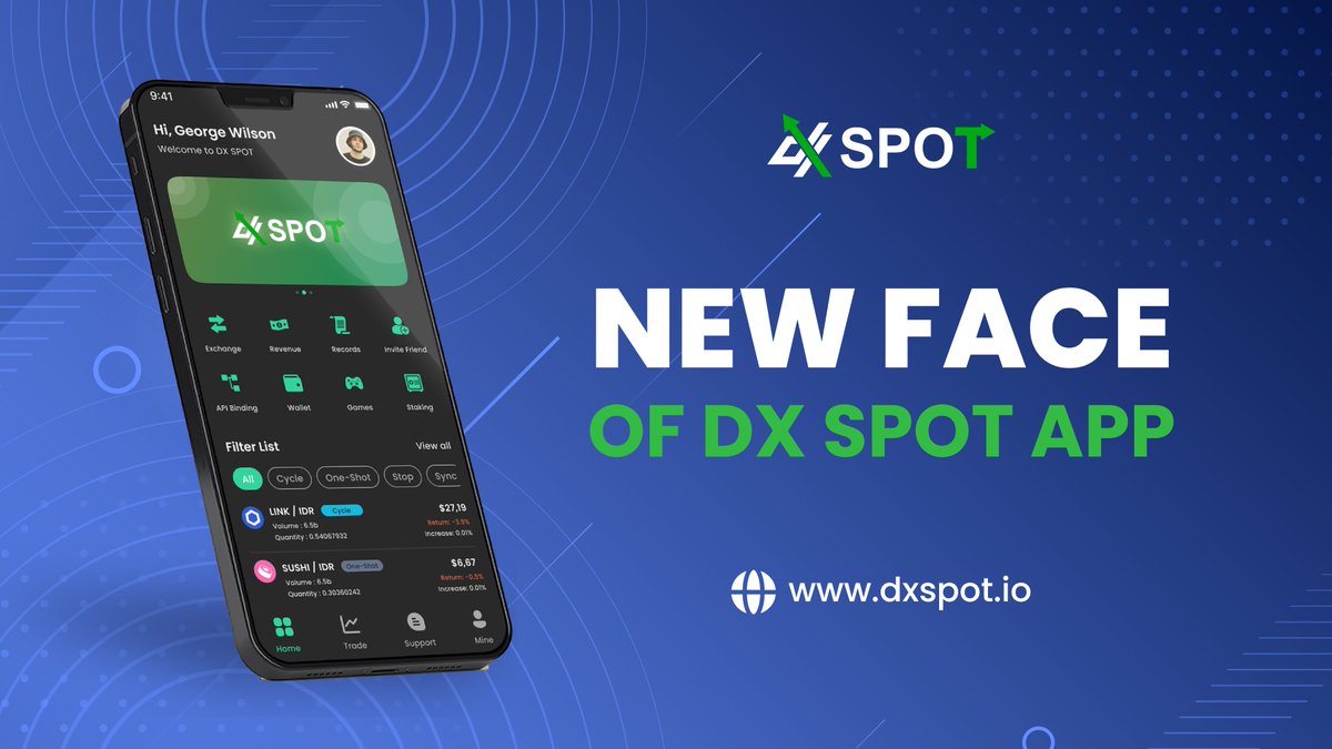 The DX Spot application has made a fresh &amp; friendly look for our new features

🔹 DXS Wallet
🔹 DXS Games
🔹 DXS Staking

We will updated it soon on playstore..