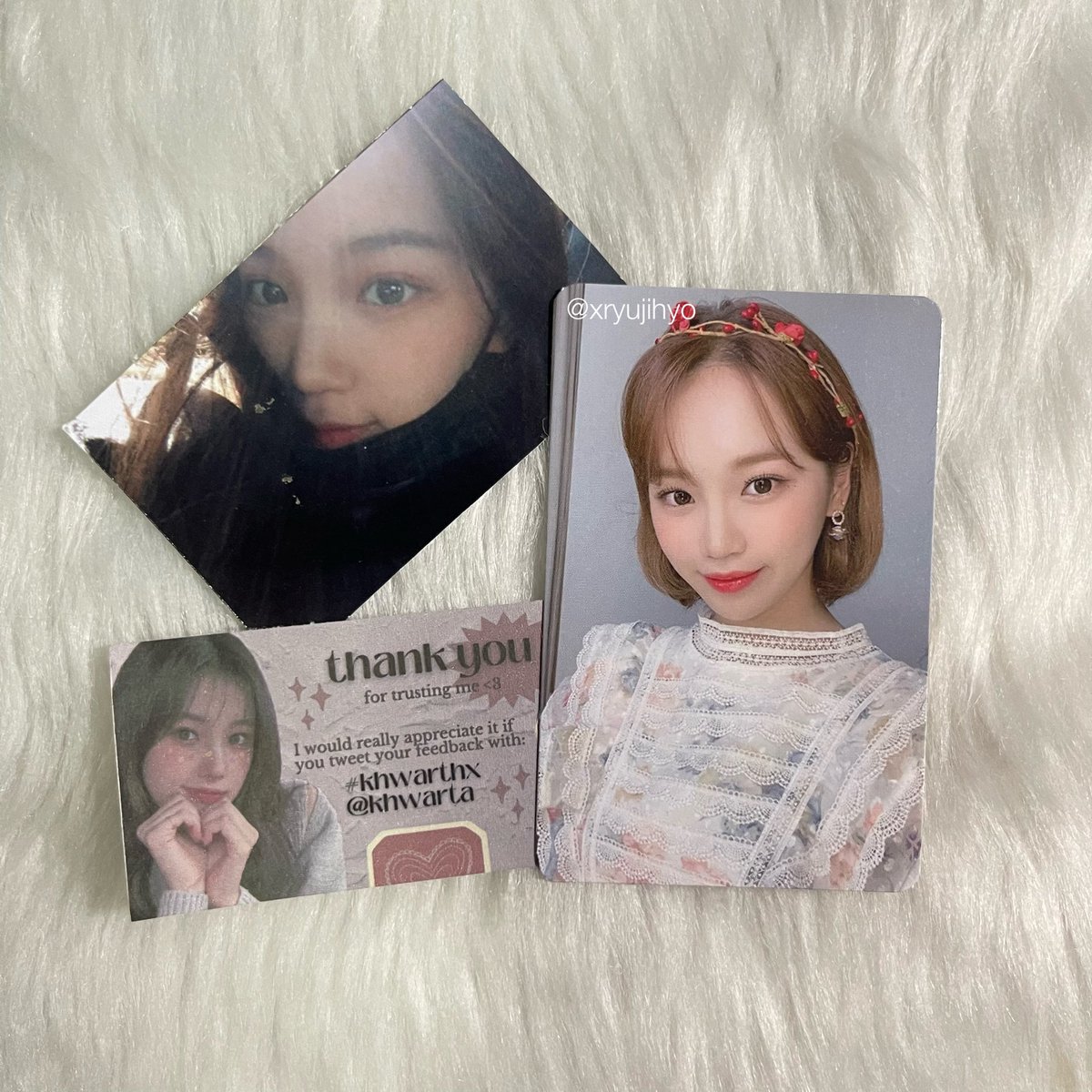 xryujihyo's tweet photo. 🗓 Jan 26
📦 #khwarthx

The last photocard I needed for my iz collection finally arrived. 🥺 Thank you, @khwarta! https://t.co/DUo1lkwObQ