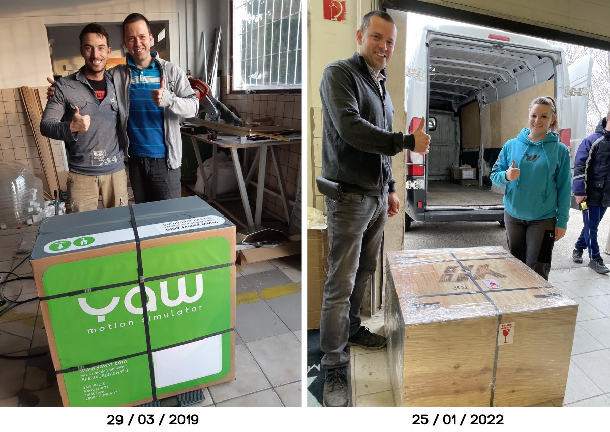 yaw_vr's tweet photo. The first Yaw2s units are on their way to the first Kickstarter backers. 📦🚚
This is a big moment for us and it was a big moment 3 years ago, too, when we packed and shipped the first Yaw1s to our backers.
#yaw #yaw2 #yawvr #motionsimulator #motionsim #gaming #vr #vrgaming https://t.co/StCAC8D4da