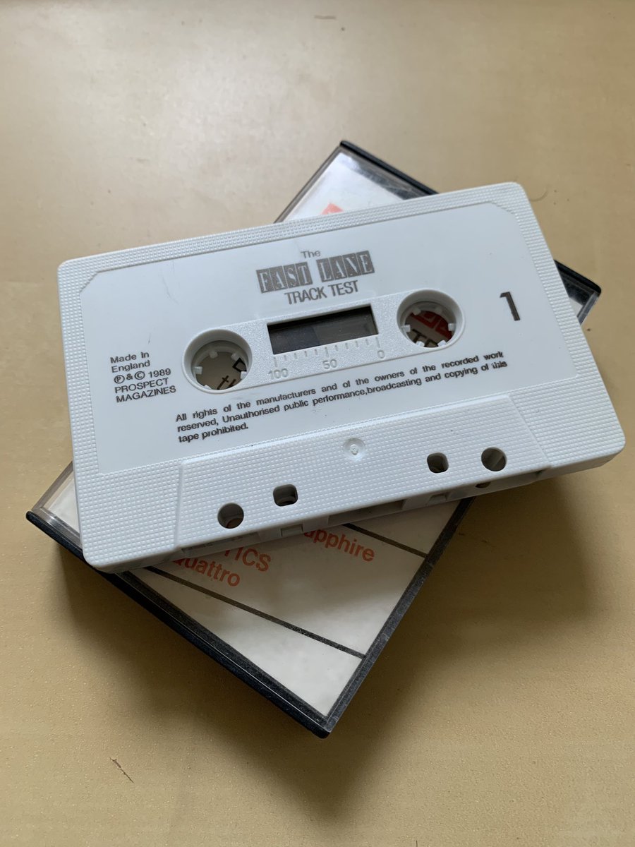 ajhamilton's tweet photo. I can’t believe I just found this cassette tape in a cupboard at home still with the remnants of the sticky pad on the back having removed it from the #fastlane magazine in 1989! #f40 #911cs #audiquattro #donnington @MarkAHales @harrismonkey https://t.co/WnSYvfNpma