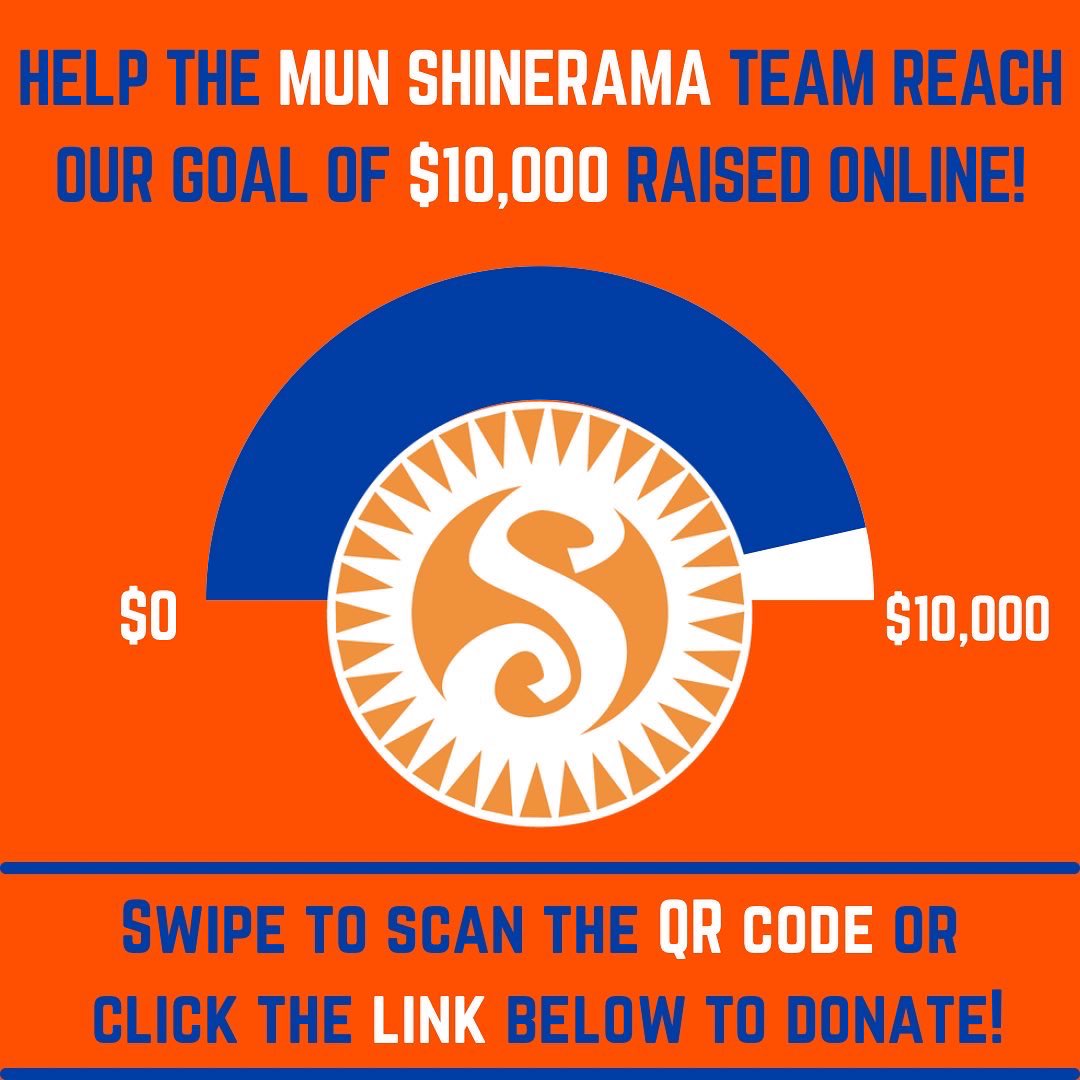 ShineramaMUN's tweet photo. We are SO CLOSE to reaching our goal of $10,000 raised via our online donation link! Help the MUN Shinerama team meet our goal and support the work of Cystic Fibrosis Canada by donating using the link below or scanning the QR code! 

https://t.co/ozcboLEfYu

#shinerama #munshine https://t.co/v427EouGP7