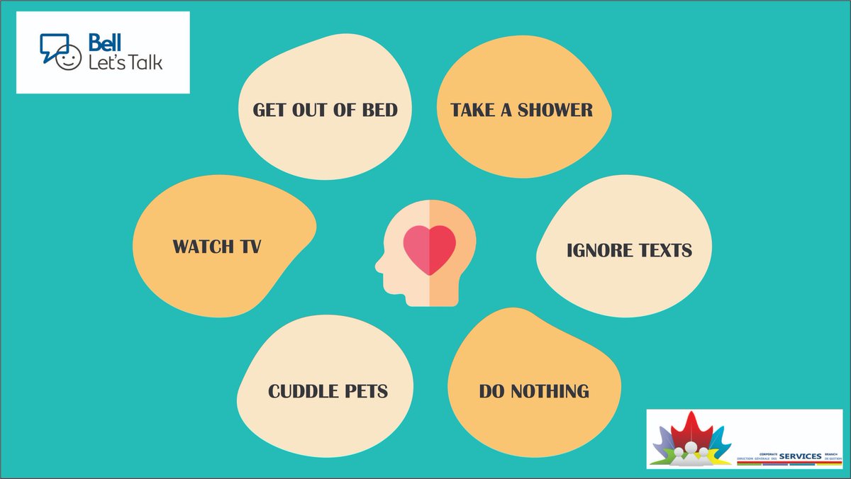 Mental health looks different for everyone! If these things are all you can do, that is okay too!  #BellLetsTalk
