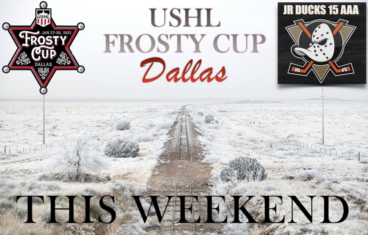USHL Frosty Cup. Dallas. This weekend. 🦆🚨🦆🚨 #FlyTogether  <a href="/JrDucks15AAA/">Jr Ducks 15O AAA</a> <a href="/USHL/">USHL</a> <a href="/USHL_Player_Dev/">USHL Player Development</a> <a href="/_Neutral_Zone/">Neutral Zone</a> <a href="/hockeyscouting/">The Scouting News</a> <a href="/hockeymaps/">HockeyMap.com</a>