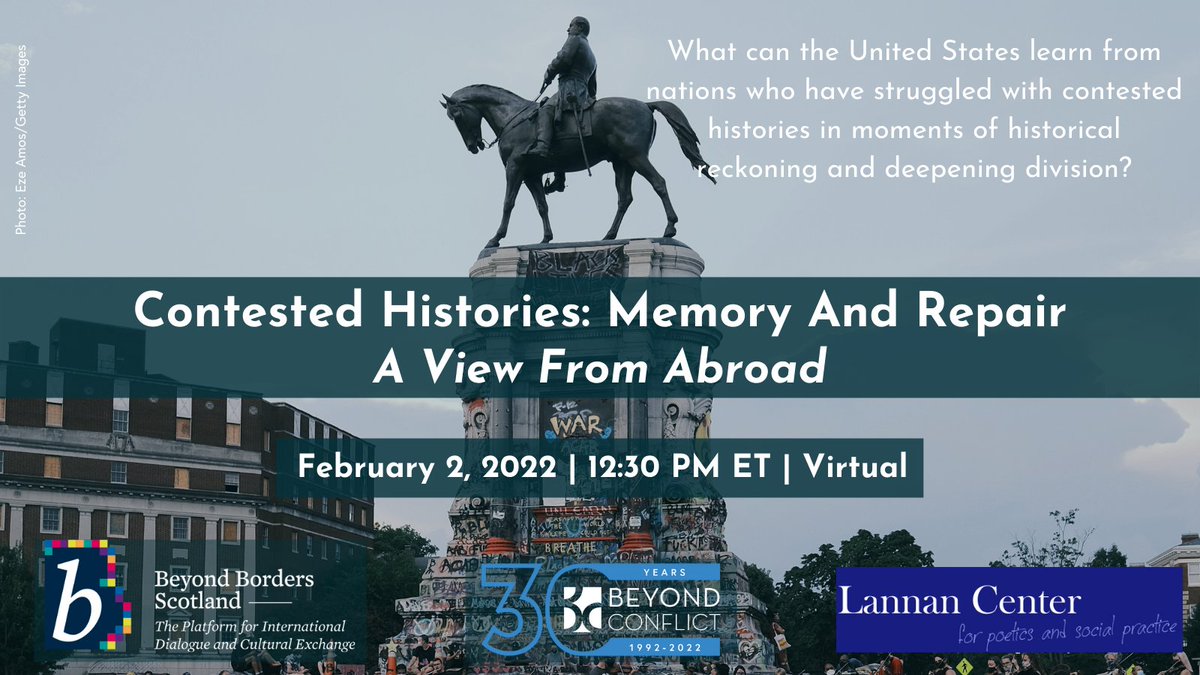 Beyond_Conflict's tweet photo. You're invited❗

What can the #UnitedStates learn from nations that have struggled with #ContestedHistories in moments of historical reckoning and deepening division? 

Join us for our panel discussion on 02/02 at 12:30 PM ET. Registration is required: https://t.co/4RuQxmz4qN https://t.co/5V7E6i6yWp