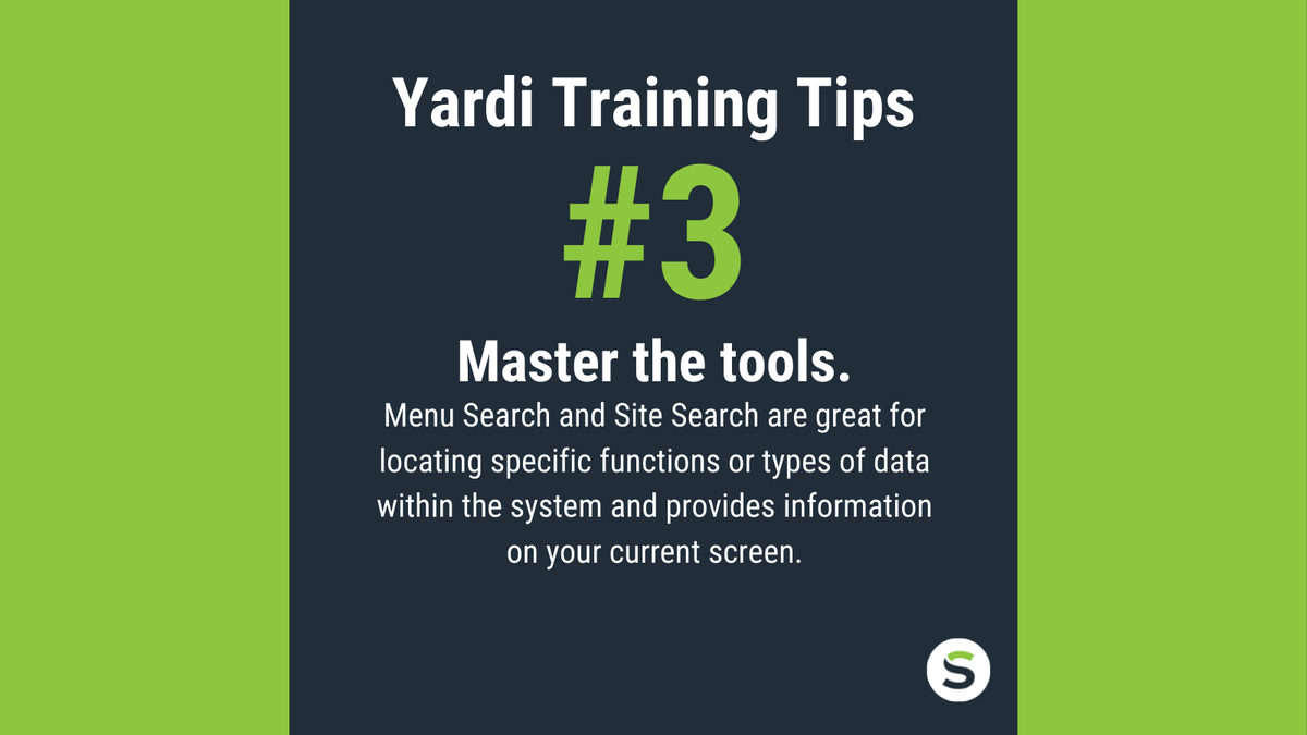 saxonypartners's tweet photo. Yardi Tip #3: Master helpful tools. Maximize your self-sufficiency with Yardi by understanding where key tools are found. Read more Yardi Tips from our team of expert consultants at https://t.co/9gYI0iBu9z.
#yardi #yarditraining #yarditips #realestate https://t.co/Pitd26FhHS
