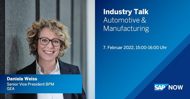 Wissen Sie, wie man das Zusammenspiel von Prozessen, Technologie und Menschen bei der Prozesstransformation erreicht? Nein? Dann melden Sie sich an und wir zeigen Ihnen im Industry Talk für Automotive und Manufacturing, wie es geht! #SAPNOWGermany bit.ly/3fVM6fT