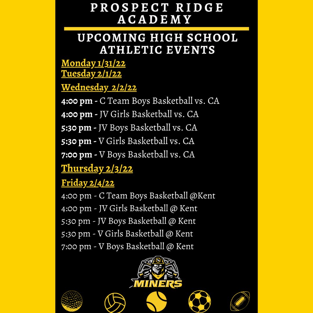 PRA_Miners's tweet photo. Check out the PRA High School Athletic Events week of 1/31. #gominers #prabasketball https://t.co/dY1f7K6PUW