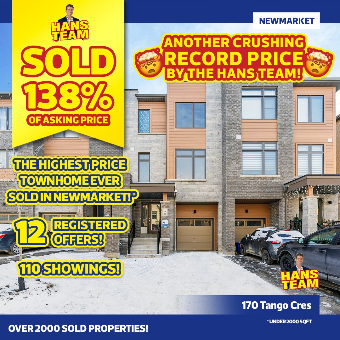 HansTeam_Sold's tweet photo. Another offer presentation, another AMAZING sold home. 170 Tango Cres has now sold for 138% of asking price! 🎉🔥 Congratulations, Sam! https://t.co/lRtZdMpL2b