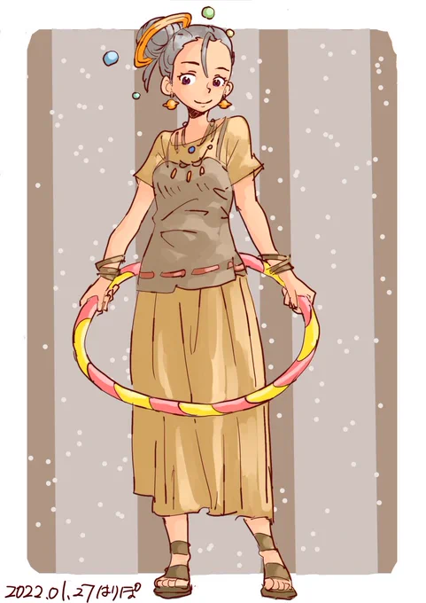 土星の擬人化キャラクターです😉
「わっちん」。
輪っかがないと落ち着かないので、常にフラフープを持っていますε-('∀`; )
#絵描きさんと繋がりたい
#イラスト練習 