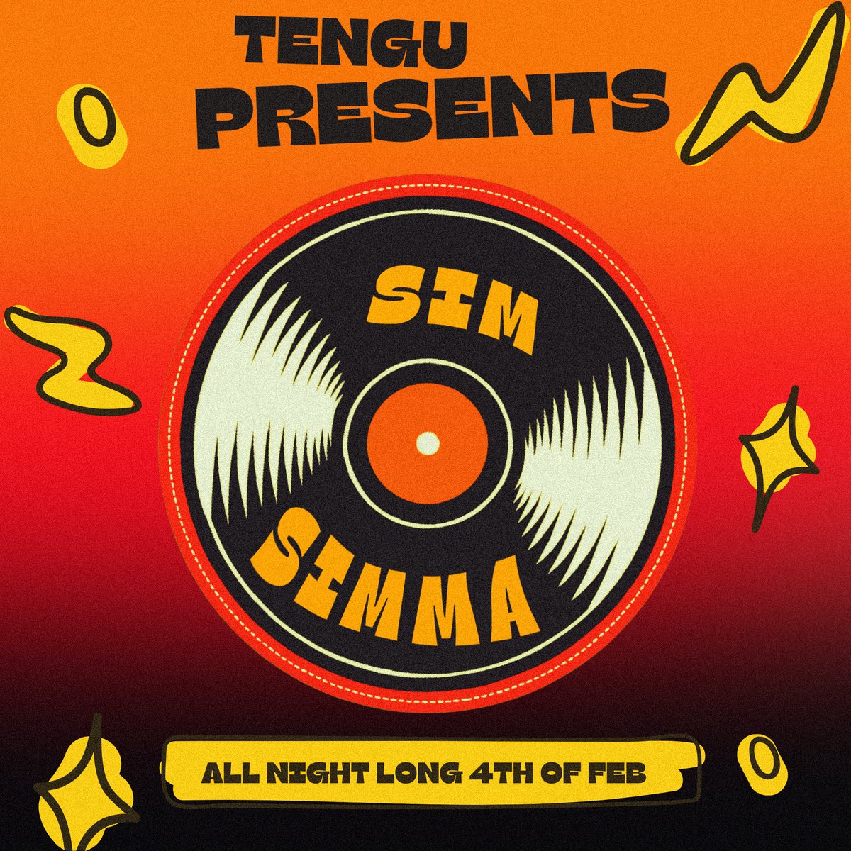We’re back baby! ✨🎉 Sim Simma DJs all night long <a href="/YamamoriTengu/">Yamamori Tengu</a> on Friday 4th February 🔥💥 

Tickets available NOW on <a href="/residentadvisor/">Resident Advisor</a> ➡️ ra.co/events/1496499 

<a href="/ElvinOjuka/">LVN</a> on the artwork 🖼