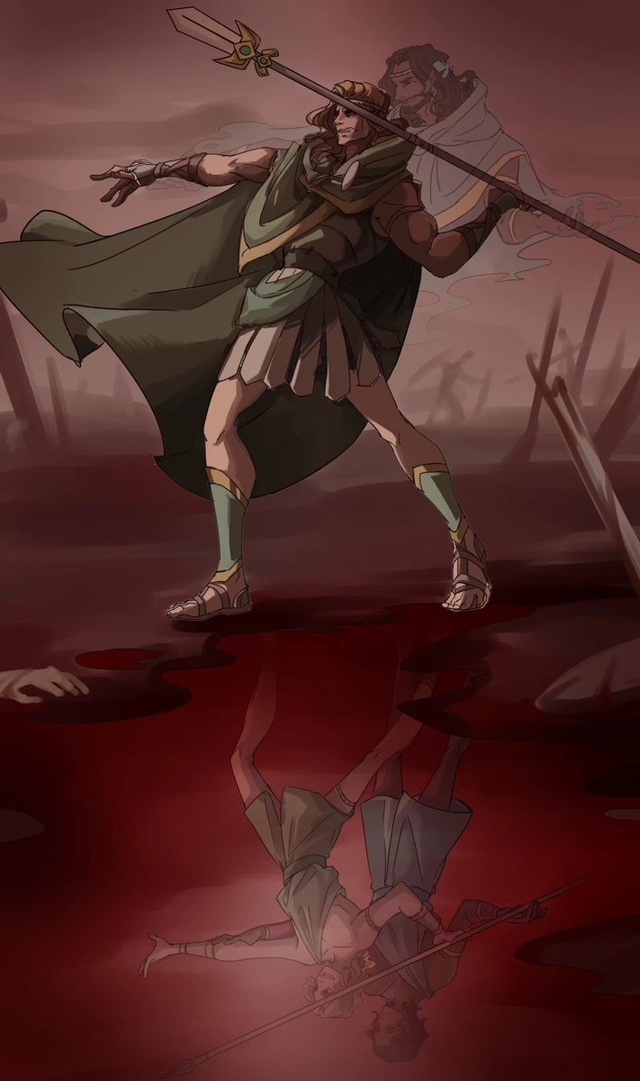 某种意义上，如果战争之后能看到帕特的灵魂的话，那么那场复仇之战里说不定实际上也陪伴在身边
#patrochilles #HadesFanArt #HadesGame