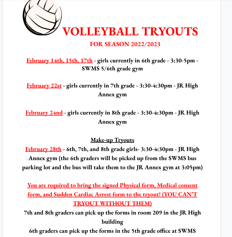 AhlfJHS's tweet photo. Searcy Volleyball Program Tryout Information https://t.co/2PYX9gy1Yz