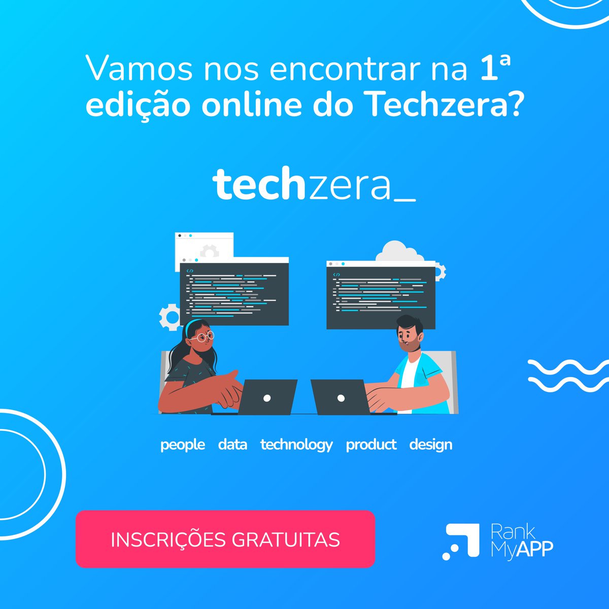 É da área de tech ou um entusiasta? 
Participe do Techzera! Um encontro gratuito destinado a pessoas que têm interesse em programação, tecnologia, carreira em desenvolvimento de sistemas, entre outros. Saiba mais: bit.ly/3Ax8wxv