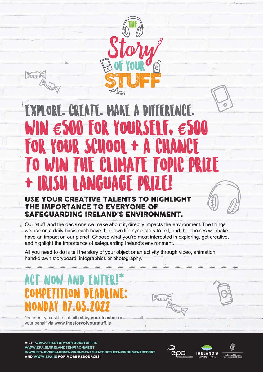 ClimateAction #Competition for secondary school students from <a href="/EPAIreland/">EPA Ireland</a> Win €500 for you + €500 for your school &gt; thestoryofyourstuff.ie

#storyofyourstuff <a href="/IrishSciTeach/">ISTA</a> <a href="/SonS_Ireland/">ScienceonStage Ireland</a> <a href="/PDSTSciences/">PDST Sciences</a> <a href="/issu4u/">Irish Second-Level Students' Union (ISSU)</a> <a href="/EducateTogether/">Educate Together</a>
