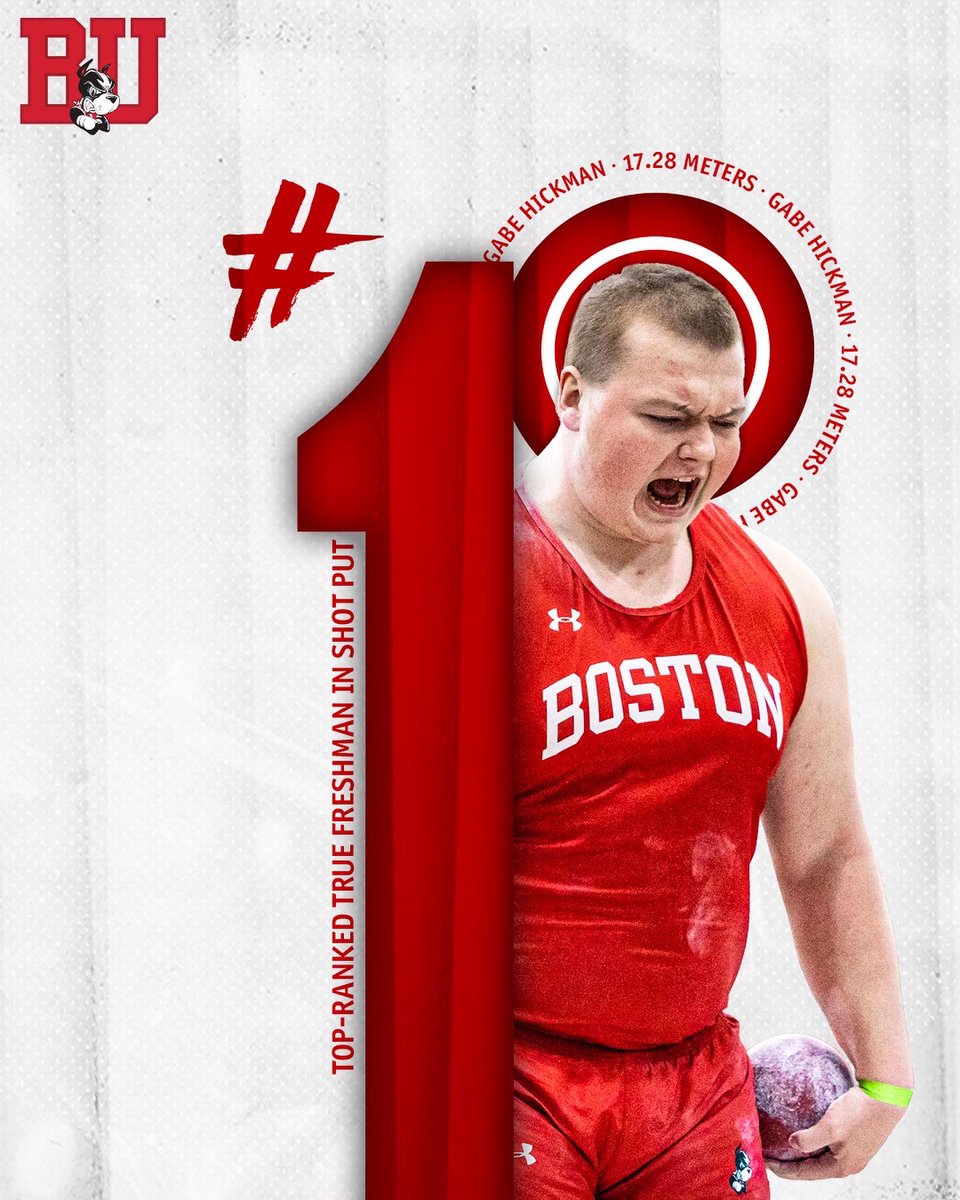 Home to 2️⃣ of the top-ranked true freshmen in the country‼️

Gabe Hickman - 17.28m - Shot Put

Toby Makoyawo - 6.67 - 60m

#ProudToBU