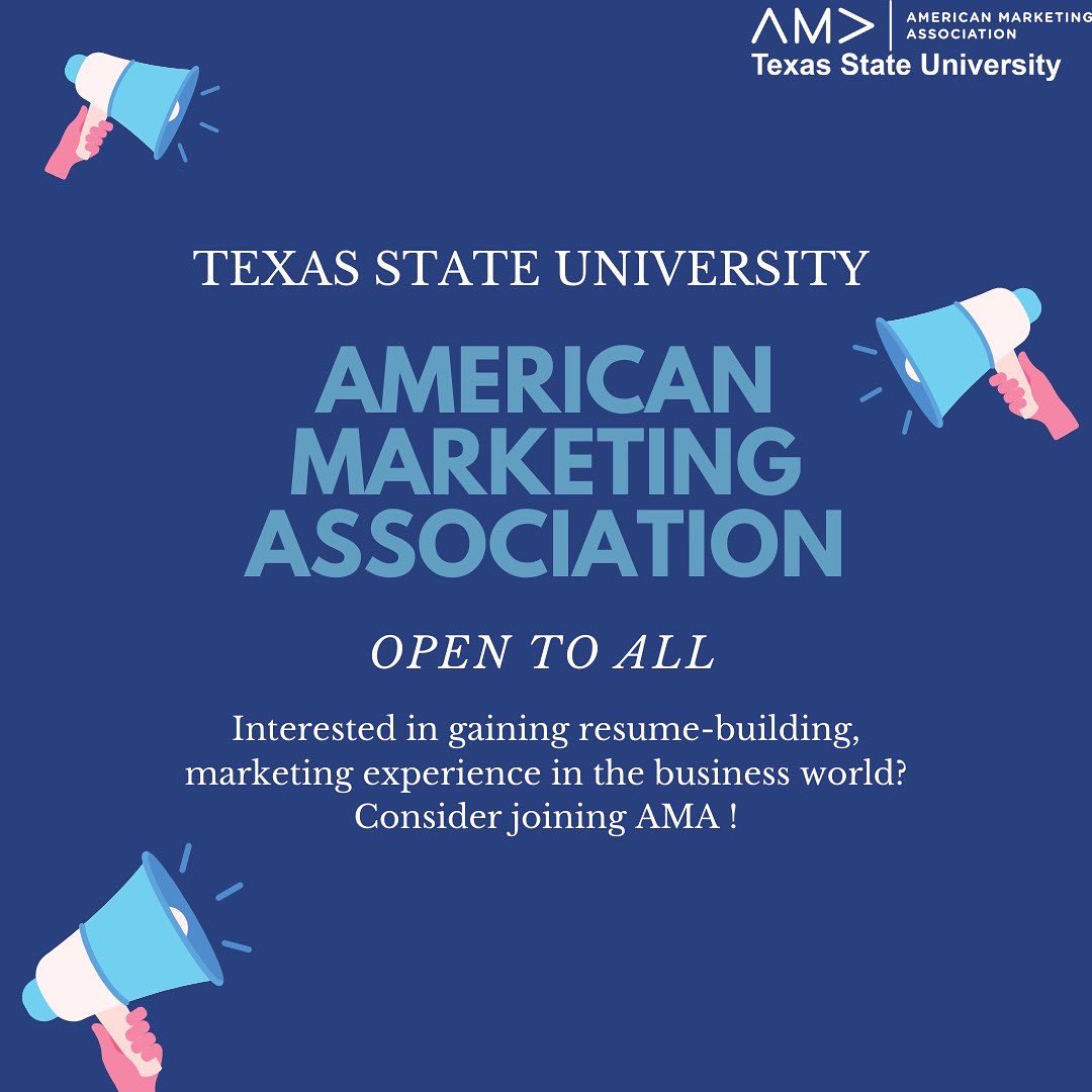 txst_ama's tweet photo. TONIGHT! Come meet AMA officers and learn more about joining AMA. #txstama #ama #TXST #americanmarketingassociation https://t.co/Dxq1SCxmCi