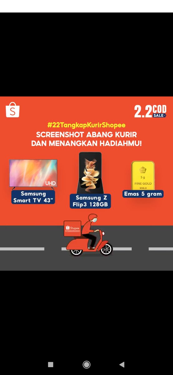 Erw4n_Syah's tweet photo. Bismillah semoga rezeki di sini ya allah... 
Tancapkan gas kang kurir shopee..
 #22TangkapKurirShopee https://t.co/WOTr9FiTes