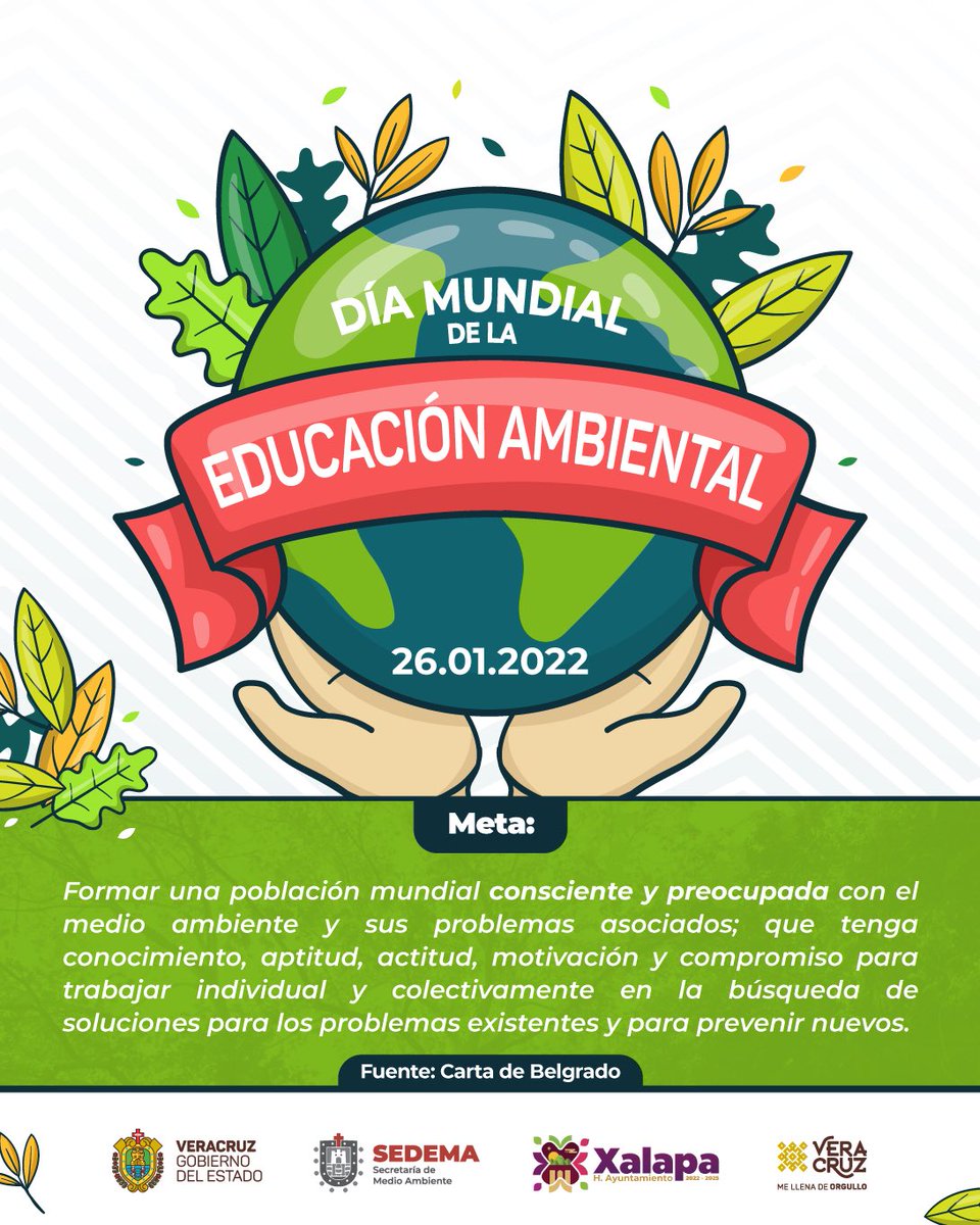 DMAS_Xalapa's tweet photo. 26 de enero Día Mundial de la #EducaciónAmbiental🌎🌱♻️ | Conmemoremos este día reflexionando la problemática ambiental; hagamos conciencia de la importancia de la conservación y protección al medio ambiente, pequeñas acciones pueden generar grandes cambios. https://t.co/TWgEr3T2VO
