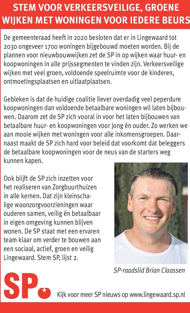 Een stem op de SP is een stem voor 👇

🍅Verkeersveilige, groene wijken met woningen voor 
       iedere beurs
🍅Extra inzet voor betaalbare huur-en koopwoningen  
🍅Starterswoningen naar starters 
🍅Zorgbuurthuizen in zoveel mogelijk kernen 

#SP #Lingewaard #GR2022 🏡