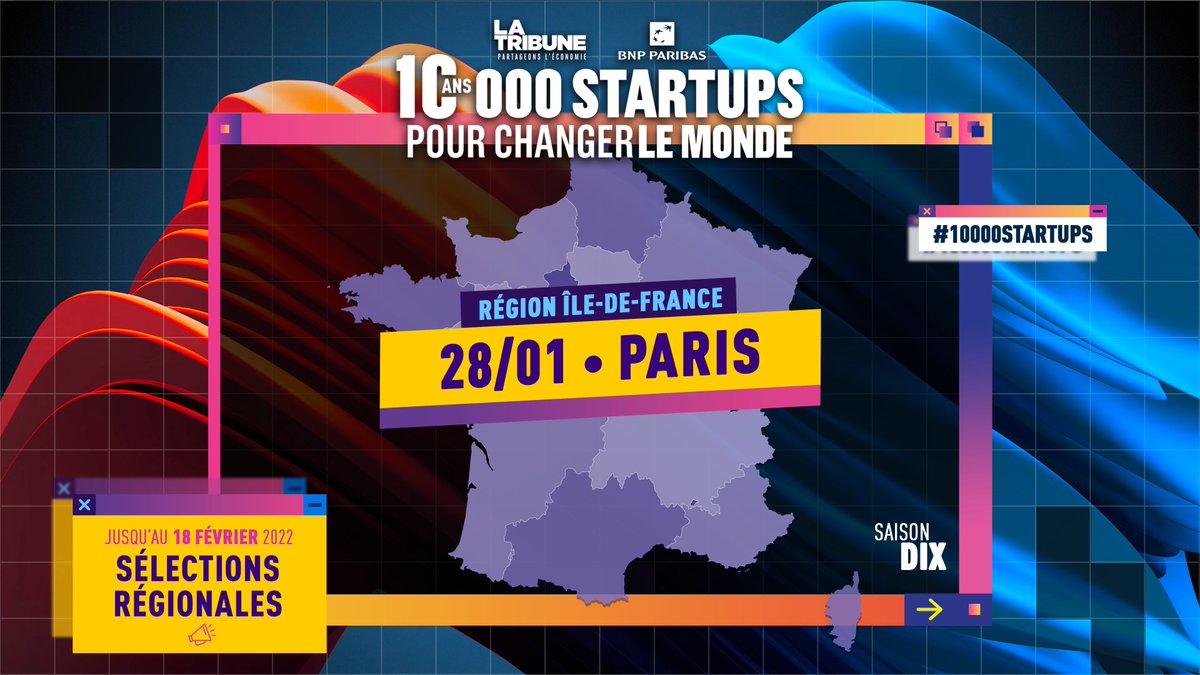 ✨#10000STARTUPS - Sélection à #Paris ✨
Chers Parisiens, RDV le 28/01 dès 14h pour connaître les lauréats régionaux, suivi d'un débat sur les défis de l'internationalisation des #startups cc <a href="/FTGrandParis/">La French Tech Grand Paris</a>, <a href="/businessfrance/">Business France</a> &amp; la <a href="/sundayapp_/">sunday</a>
En live sur latribune.fr &amp; RS