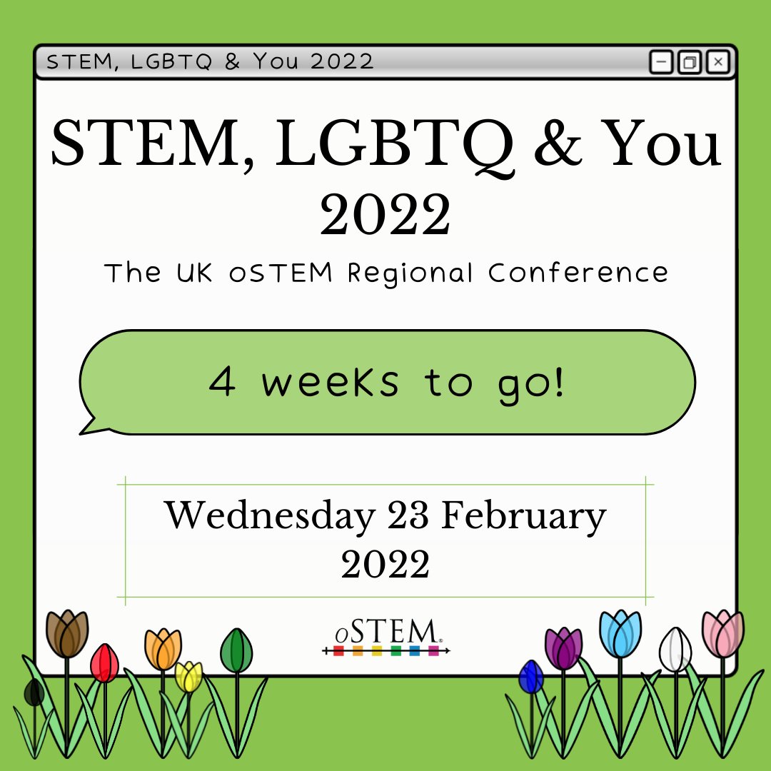 STEM, LGBTQ &amp; You 2022 is 4 weeks away!
Keep an eye on our socials to join us on a “throwback” tour of the last 3 years of our conference

#STEMLGBTQU22 #STEM #LGBTQ #LGBTQHM #oSTEM #LGBTQinSTEM